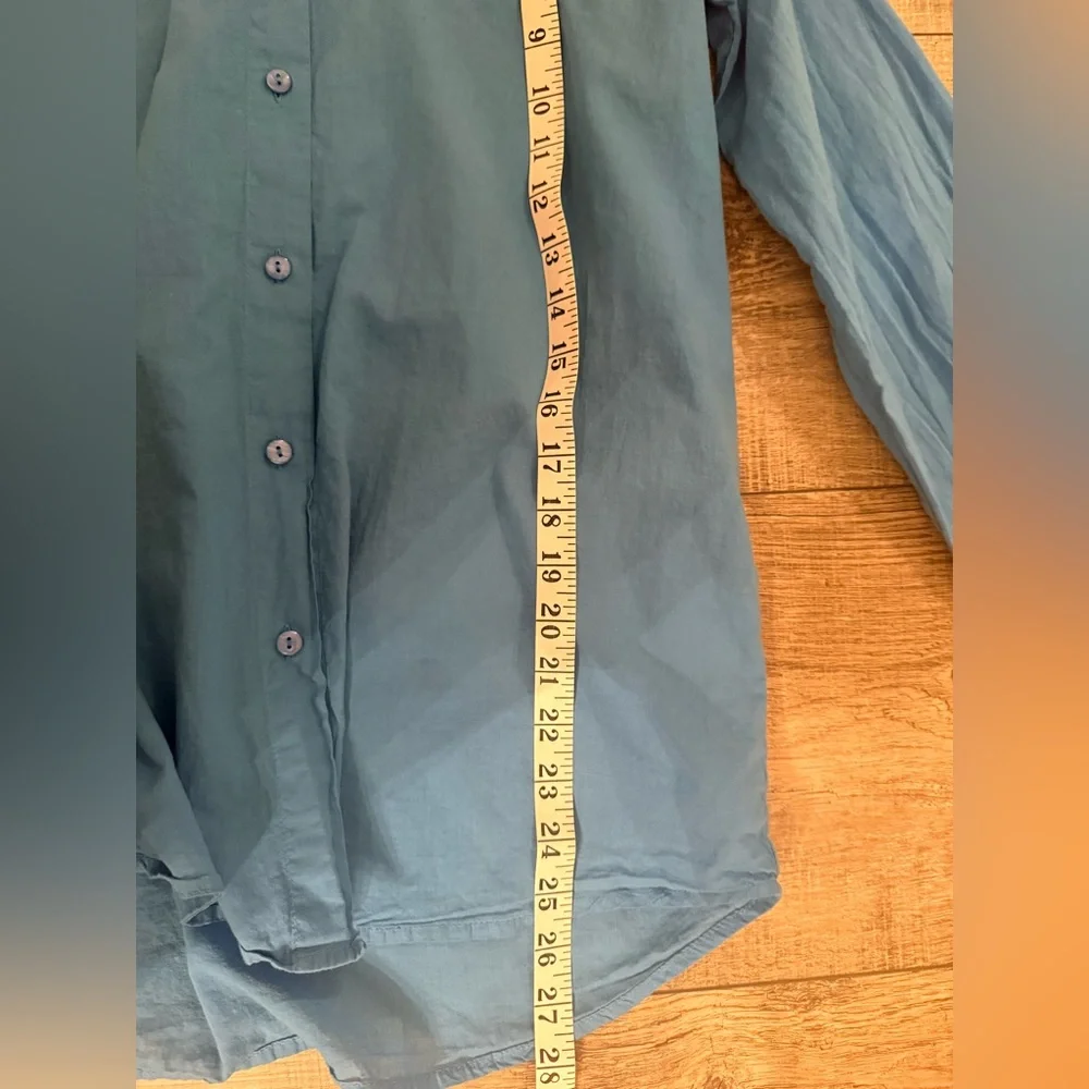 Kule Cotton Button Down Blouse Small Blue - Picture 6 of 7